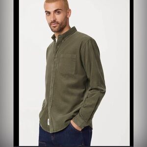 NWT Frank And Oak Corduroy Olive Green Button-Up Shirt  SZ XL retail $119